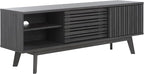 SAFAVIEH ESMA TV Stand for up to 65" Flatscreen – Distressed Black, Sliding Doors with Interior Storage, Entertainment Media Console (MED9640E)