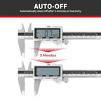 6" / 150 mm Stainless Steel Digital Caliper (IP54) & Stainless Steel Rule Set, Inch/Millimeter/Fraction Conversion, Splash-Proof Protection with Large LCD Display – Precision Measuring Tools