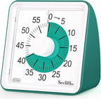 Secura 60 Minute Essential Visual Timer for Kids, Countdown Clock Timer for Special Education, Classroom, School, Desk, Home, Office, Silent Non-Ticking Time Management Tool (Dark Green & Dark Green)