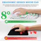 Mouse Pad Wrist Wrist Rest, Comfortable Memory Foam Wrist Rest, Non-Slip PU Base, Ergonomic Wrist Support and Arm Rests for Gaming, Office, Computer Use, Relieve Typing Pain (White Line)