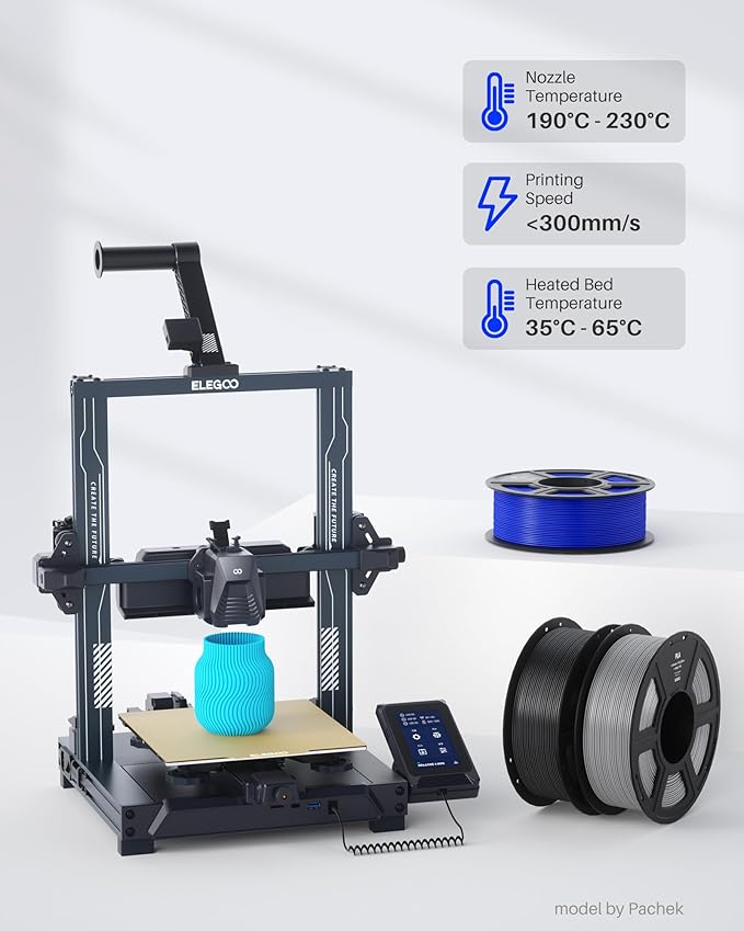ELEGOO PLA Filament 1.75mm Gray 2KG, 3D Printer Filament Dimensional Accuracy +/- 0.02mm, 2pcs 1kg Spool(2.2lbs) Fit Most FDM 3D Printers