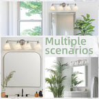LOUSACE 4 Light Bathroom Vanity Light Brushed Nickel Bathroom Lighting Fixtures Over Mirror with Opal White Frosted Glass, Vintage Traditional Wall Lighting Fixture Satin Nickel Vanity Lights