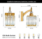 BBLLWJ Modern Wall Sconces Set of Two Gold Wall Sconces Indoor Wall Lamp Crystal Wall Light Wall Mounted Room Sconce Wall Lighting Bathroom Vanity Light Fixtures