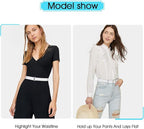 JASGOOD Women No Show Stretch Belt Elastic Web Strap Belt with Flat Buckle for Jeans Pants Dresses
