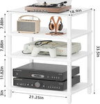 LELELINKY 4-Tier AV Media Player Stand Set of 2, White Stereo Cabinet, Wooden TV Stand,Game Console Shelf, Multifunctional Entertainment Center, Suitable for Home, Conference Room, Game Studio