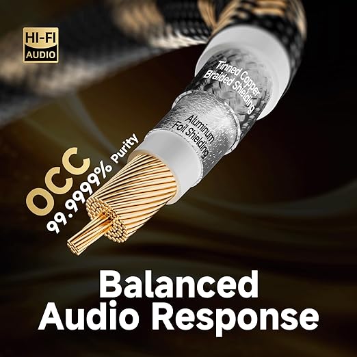TODN Audiophile Digital Coaxial Cable HiFi SPDIF Coax Audio Cable 75-Ohm RCA Male to Male for Subwoofer, TV, Apm (4.9ft /1.5m)