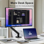 NearHub Single Monitor Mount,Each13-32 ” Up to 22 lbs Computer Screen,180° Swivel, Tilt +90° to -45°, 360°Rotation,Full Motion Adjust with C Clamp and Grommet Base,VESA Mount 75mmX75mm,100mmX100mm