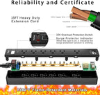 15Ft Power Strip Surge Protector - Yintar Extension Cord with 6 AC Outlets and 3 USB Ports for Home, Office, Dorm Essentials, 1680 Joules, ETL Listed, Black