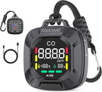 Portable Carbon Monoxide Detector Travel, Rechargeable 3-in-1 CO, Temperature & Humidity Meter, 240h Standby,Custom Alarm Thresholds, with Magnetic Back,for Hotel,Home,Camping for Car RV(Black)
