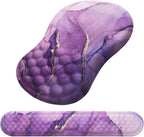 Mouse Pad Wrist Support, Laokiiy 2 in1 Keyboard Wrist Rest+ Ergonomic Mouse Pad, Non-Slip Wrist Rest for Computer Keyboard, Made Easy Typing & Relieve Wrist Pain(Amethyst Purple Marble)