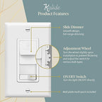 TOPGREENER Paddle Dimmer Switch for 200W Dimmable LED/CFL Lights, 3-Way/Single Pole with LED Slide Dimmer, Neutral Wire Not Required, Wall Plate Included, TGSDS3-W, White, 2 Pack