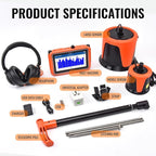 PQWT L6000 Acoustic Water Leak Detector for Outside Ground and Wall Water Pipeline Leakage Detection Kit Multi Sensor Professional Noise Reduction Headphone Smart Touchscreen Aluminum Carry Case