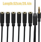 FdcZeyxior 3.5mm Headphone Splitter, 3.5mm Splitter Multi Headphone Splitters 1 to 6 Ways TRS 1 Male to 6 Female Audio Cable Adapter Cable for Earphone Headset Laptop Phone, 1.5FT