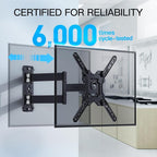 PERLESMITH Full Motion TV Wall Mount for Most 26-60 inch Flat Curved OLED 4K TVs up to 77lbs, Wall Mount TV Bracket with Swivel & Extension Arm, Tilt, Leveling, Max VESA 400x400mm, PSMFK12