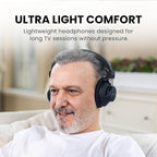 Avantree HT5009 Plus – Wireless TV Headphones for TVs with Optical (TOSLINK) or AUX Audio Output, Clear Voice and Volume Boost, Comfortable Over-Ear Fit, 60H Battery Life, Charging Dock Included