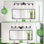 Guliaofo 6-Light E26 Black Bathroom Vanity Lights, Modern Bathroom Light Fixtures with Clear Glass Shade, Wall Lamps for Mirror Hallway Kitchen Cabinet Living Room Sconces Lights