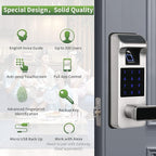 Harfo Smart Door Lock, Heavy Duty 5 in 1 Keyless Entry Door Lock, Full App Control Digital Keypad Lock, Reversible Handle with Fingerprints and Passcodes for Family/Office/Apartment (Satin Nickel)