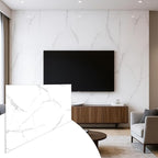 Dundee Deco Faux Marble Wall Panels - Sample - Glossy, Waterproof Indoor Wall Cladding - White, Grey Veins - Sample 6" x 6"