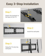 monTEK Heavy Duty Tilting TV Wall Mount for 43-95 Inch TVs, 200 lbs Capacity, 1.65" Slim Low Profile Wall Bracket, Max VESA 800x400mm Fits 16"/18"/24" Studs, Space-Saving for Large Flat & Curved TVs