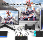 RuiPuo 4In to 2Out HDMI/AV Switch (1 AV Input+3 HDMI 2.0 Inputs) RCA to 2Port HDMI Converter for PS1/2/3/4/5, N64, SNES, Switch, DVD, Roku etc.
