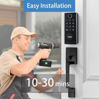 UMIK UMIKSMART Fingerprint Smart Door Lock with Heavy Duty Handleset, Keyless Entry Door Lock, Electronic Keypad Deadbolt Locks, App Control for Front Door, Home (Matte Black)