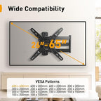 Perlegear Long Arm TV Wall Mount for 26-65 inch TVs up to 100 lbs, Corner TV Mount Bracket with 31.65” Extension, Swivel, Tilt Articulating Arms, Max VESA 400x400mm, Full Motion Wall Mount PGMF25B