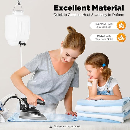 1200W Industrial Electric Steam Iron, Professional Steam Iron with 0.79gal Water Tank and Adjustable Temperature for Garment Factories Curtain Stores Dry Cleaners