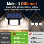 intelamp Solar Flood Lights Outdoor Waterproof, 6000mAh 1200LM Solar Powered Dual Motion Sensor LED Lighting Dusk to Dawn Security Floodlight Exterior with Remote for Outside Garden House Patio