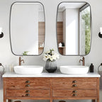 Black Oval Mirror, 30"×48" Bathroom Mirror for Wall Vanity with Stainless Steel Metal 0.8" Thin Frame, Oblong Bathrrom Mirror Modern Anti Rust