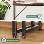 Huuger Computer Desk, 80 Inch Office Desk, Gaming Desk with Storage, Writing Desk Work Desk for Home Office, Study, Long Simple Desk, Large Legroom, Metal Frame, Rustic Brown