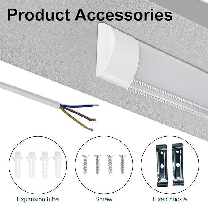 colmeguna 2 Packs 4FT LED Batten Light, Ultra-Thin Ceiling Surface Mounted Light, 40W, 4000K, IP20, LED Ceiling Lamp for Garage, Shop, Hallway, Office, Market, ver.2