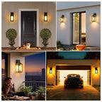 LTBLIGHT 2-Pack Motion Sensor Outdoor Wall Light Fixtures, Modern Black Dusk to Dawn Porch Light Lantern with 3 Modes, Waterproof Exterior Lighting for House, Patio, Garage, Front Door