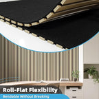 Art3d 1-Pack Acoustic Wood Slat Wall Panel with Roll-Flat Design - 95.3 x 23.8 Inch Sound Absorbing Panels for Living Room Columns Corridor Curved Wall Decor, Oak
