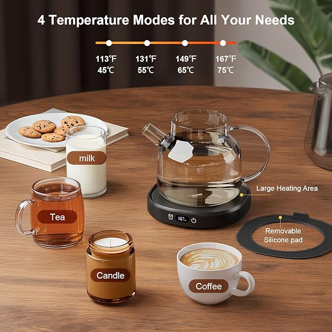 Coffee Mug Warmer & Best MOM Ever Mug Set, Electric Coffee Cup Warmer for Desk 8H Auto Shut Off, Tea Beverage Coffee Warmer with 4 Temperature Setting, Women Mother Birthday Mom Gift from Daughter Son