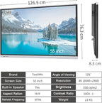 TouchWo 55" Touchscreen Monitor Smart Board, 4K Interactive Presentation Electronic Whiteboard with Android 13, Digital Signage Display for Office, Classroom,RAM 4GB+ ROM 32GB