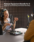 MAONO-MaonoCaster-Podcast Equipment Bundle for 2-includes All-in-one Audio Interface with Premium Mic Preamp, XLR Condenser Microphone, and 3.5MM Mic for Podcast Recording, Streaming, DJ (AME2 Duo)