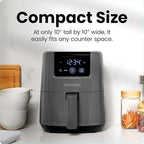 CHEFMAN 2 Qt Mini Air Fryer – Digital Space-Saving Compact Air Fryer with Nonstick and Dishwasher Safe Basket, Quick & Easy Meals in Minutes, Features Digital Timer and Shake Reminder – Grey