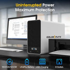 GOLDENMATE 1500VA/1200W Lithium UPS Battery Backup and Surge Protector, Backup Battery Power Supply with LiFePO4 Batteries(296Wh), AVR, Line Interactive Sinewave UPS System, 8 Outlets, LCD Display