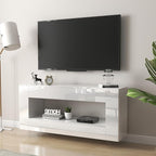 Vavkorkula High Gloss TV Stand for 65 Inch with 2 Large Drawers & Hidden Storage Cabinets, Modern Entertainment Center Television Stands for Living Room Bedroom, White
