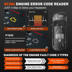 CGSULIT Scan Tool SC204 OBD2 Scanner, Check Engine Light Code Reader with Reset, One-Click I/M, Clear Error Code, DTC Lookup & More, Car Diagnostic Tool for All OBDII/EOBD Vehicles After 1996, Grey