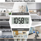XREXS Digital Wall Clock with Backlight (Not Constantly Illuminated), 14.17 Inch Large Wall Clock with Remote Control, Count Down Timer, Battery Operated Digital Clock with Temperature, Date&Week