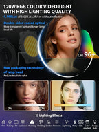 Video Light, COLBOR CL120R RGB 120W Continuous Lighting M/G Balance 2700~6500K CRI96+ Studio Light with Bowens Mount 13 Light Effects for Film Live, Video-Light-Studio-LED-Photography