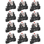 UL Listed 12Pcs 8Amp Mini Relay Switch DPDT with Test Button 110V-120V AC 2NO 2NC 5Pin Socket Base with Indicator Light
