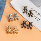 TOOVREN Cute Bear Button Pins for Jeans, No Sew and No Tools Instant Pant Waist Tightener, Adjustable Jean Buttons Pins for Loose Jeans 4 Sets Replacement Pant Clips for Waist Buckle