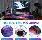 Sunset Mountain Scenic XXL Extended Mouse Pad, Fuji Mountain Large Laptop Pad, Waterproof, Non Slip, Game Office Sewn Table Pad 35.4 x 15.7 x 0.12 Inches