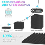 JBER 48 Pack Acoustic Foam Panels, 1" X 12" X 12" Upgraded Self-Adhesive Studio Soundproofing Wedges Fire Resistant Sound Proof Padding Acoustic Treatment Foam - Black & Blue