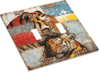 Bvtewkhz Tiger Vintage 2 Gang Double Toggle Decorative Outlet Covers Light Switch Plate Electrical Receptacle Switchplate For Bathroom Kitchen Bedroom