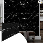 Dundee Deco Faux Marble Wall Panels - Sample - Glossy, Waterproof Indoor Wall Cladding - Black, White Veins - Sample 6" x 6"