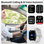 Smart Watches for Women Men with Bluetooth Call & AI Voice, 1.85" HD Fitness Tracker with Heart Rate SpO2 Sleep Monitor, 100+ Sports Modes,Mini Games, IP68 Waterproof Smartwatch for Android iOS Phones