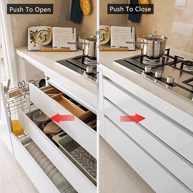 Push to Open Door Latch, 10 Pack Magnetic Push Latches, Adhesive Heavy Duty Touch Latch Hardware for Push to Open, Magnetic Door Catch for Cabinet Drawer Wardrobe Kitchen Door